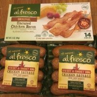 Gluten-free chicken sausage and bacon from Al Fresco